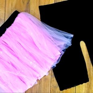 Pink tutu skirt and long lace bike shorts -sequins black small -roller d…